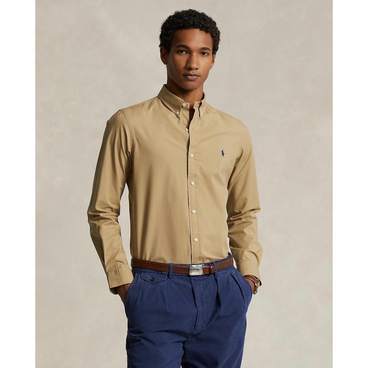 POLO RALPH LAUREN<br>Camisa ajustada em popeline elástica