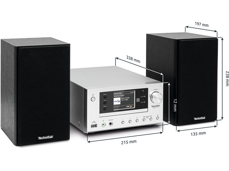 Technisat Micro-HiFi Anlage Viola 710 CD IR Schwarz/Silber Kompakte Hi-Fi-Anlage mit DAB  und UKW