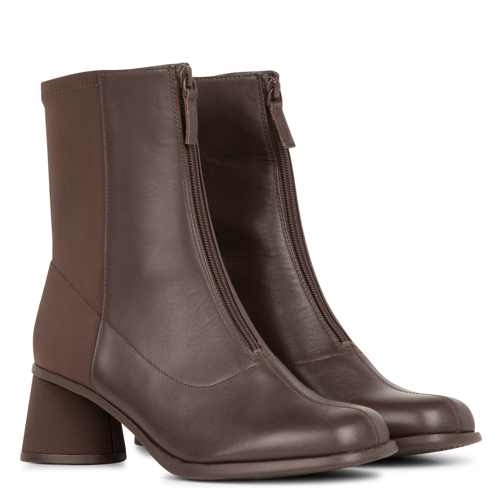 KIARA - Bottines zippées en cuir | Marron