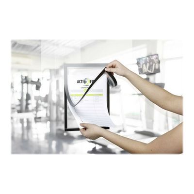 Durable Duraframe Note - Cadre d'affichage adhésif - A4 - argent - avec porte-stylo