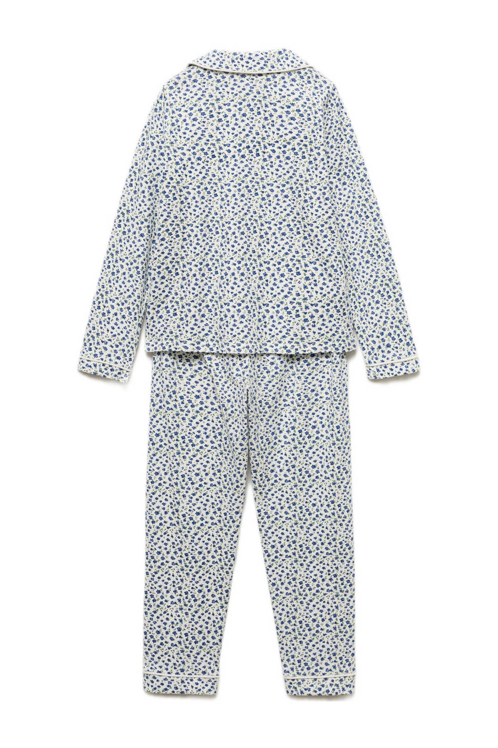 Mango Kids pyjama met all over print blauw/wit