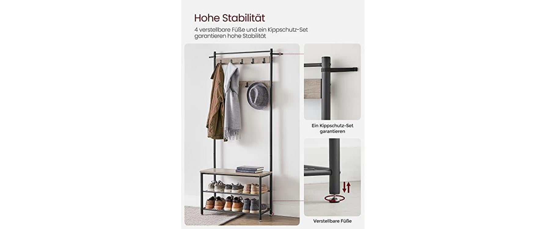 Garderobe 70 x 175 x 32 cm, Braun/SchwarzKleiderständer