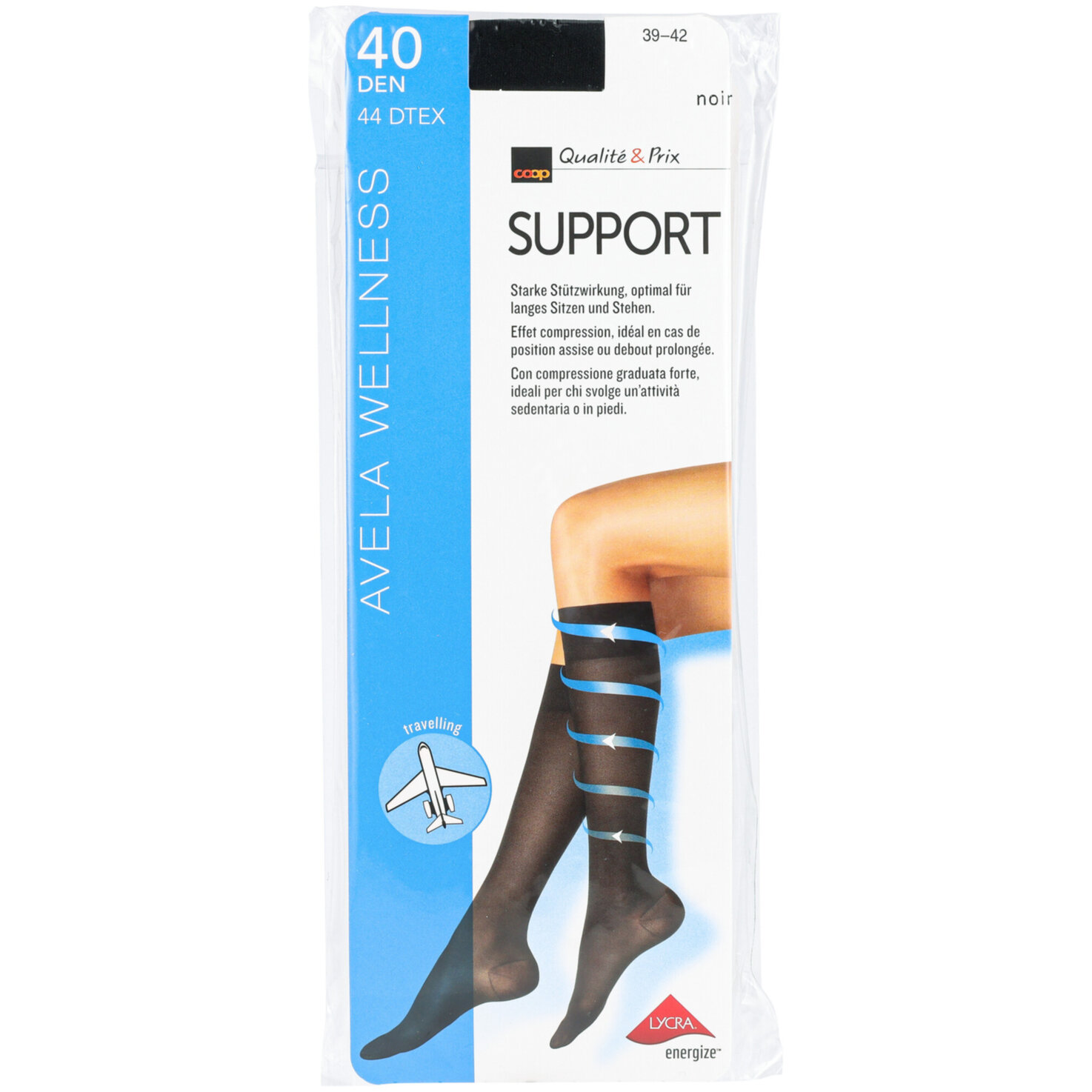 Avela Kniestrumpf Support Noir