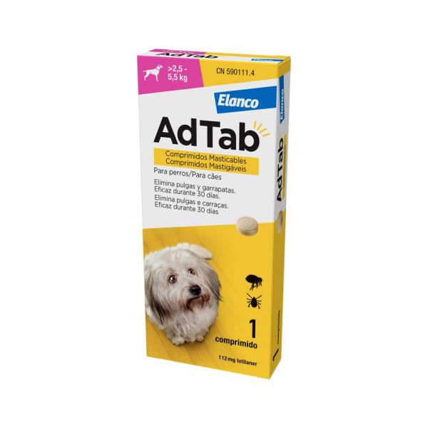 AdTab Comprimido Mastigável contra Pulgas e Carraças para Cães de 2.5 a 5.5Kg