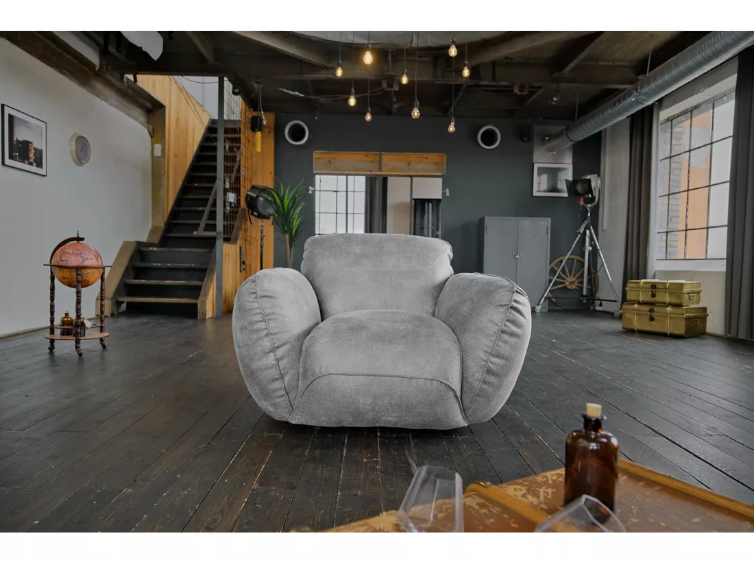 Fauteuil - Gris cuir - DAVITO