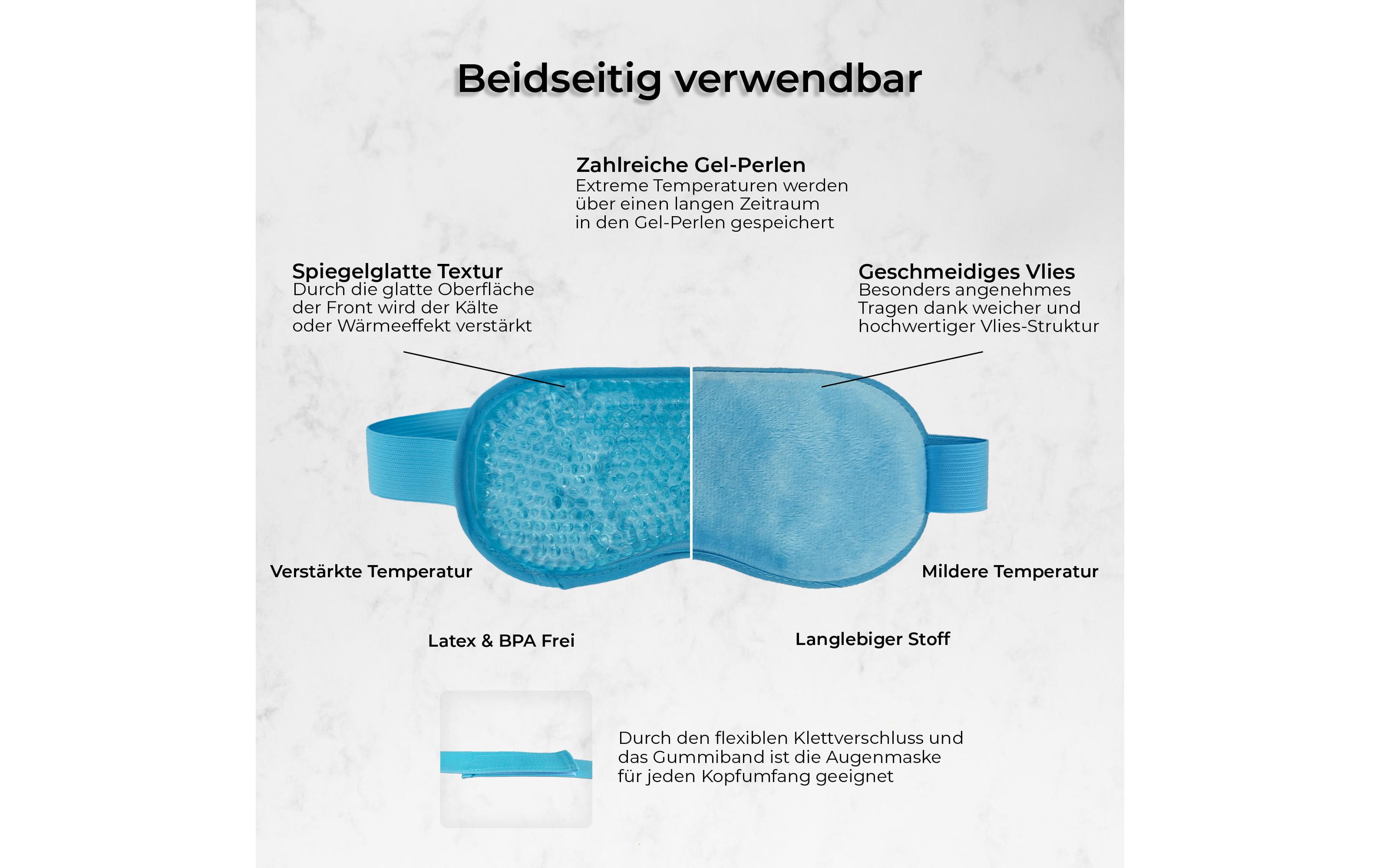 Augenmaske mit Kälte- und Wärmefunktion 1 StückAugenmaske mit Gel-Perlen und Vlies