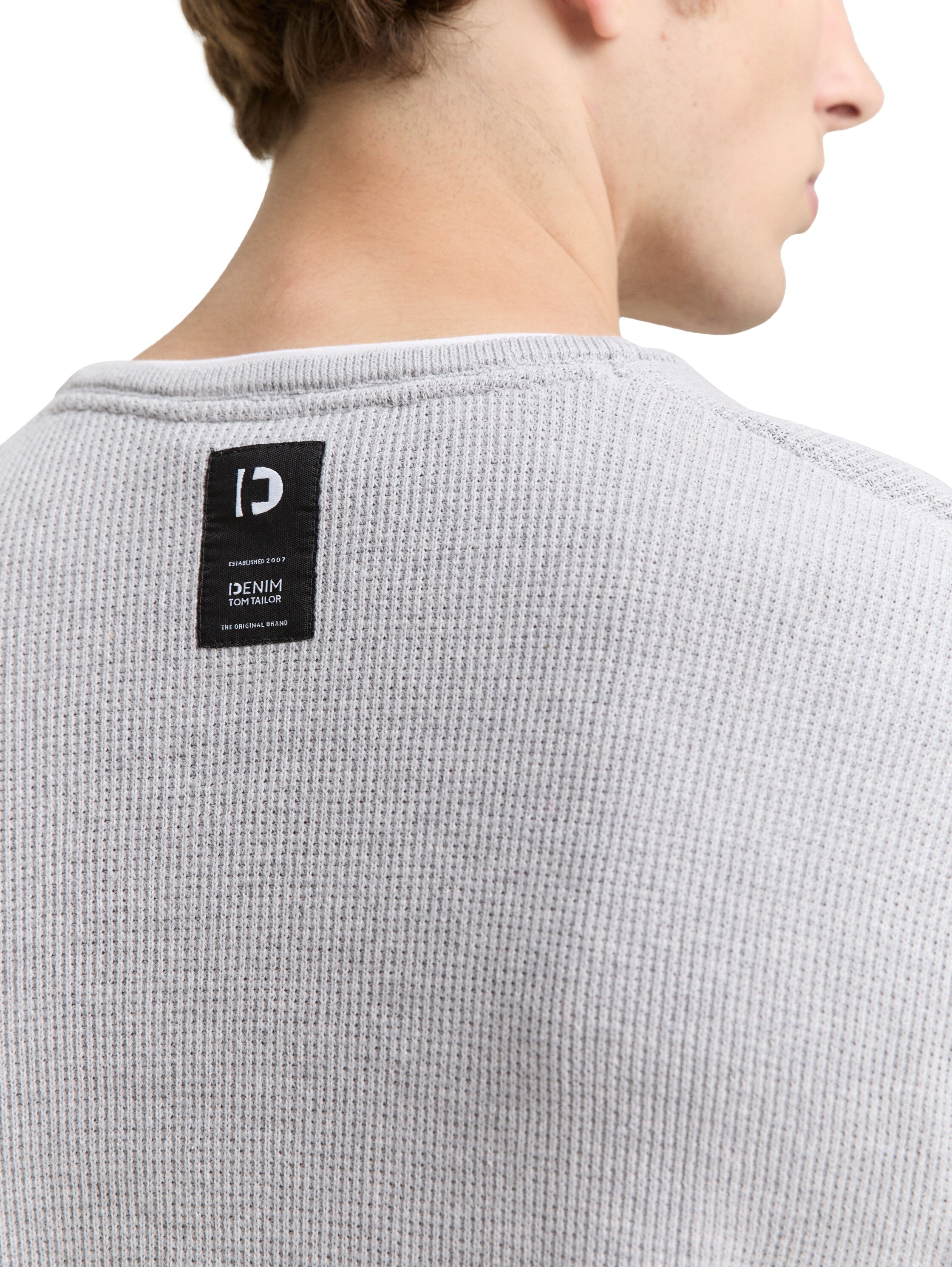 TOM TAILOR Denim Strickpullover mit 2-in-1 Ausschnitt