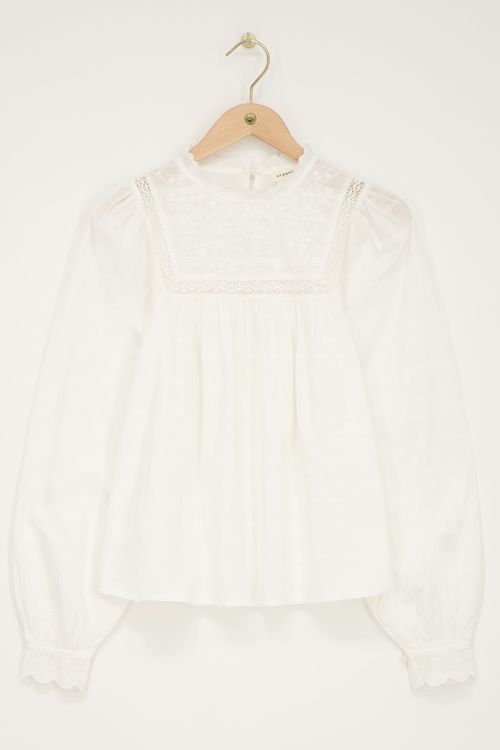 Witte top met tapes en embroidery