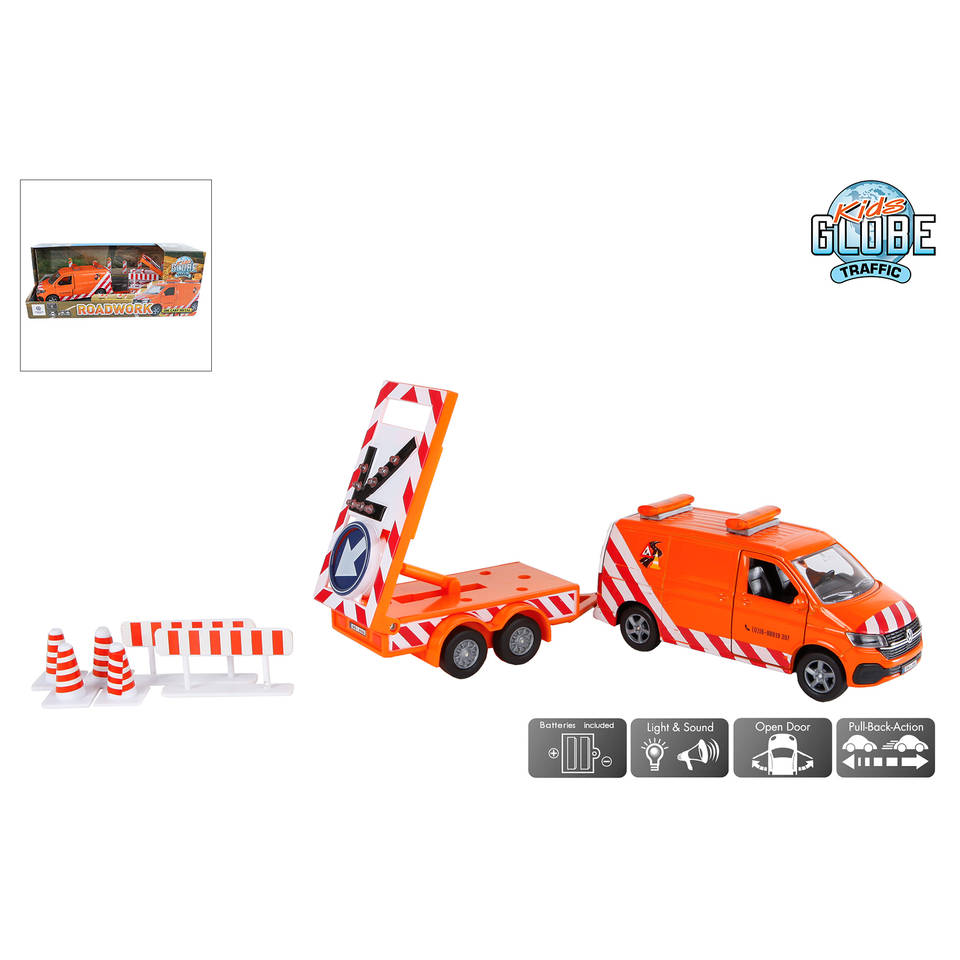 Kids Globe Traffic VW transporter met pijlwagen