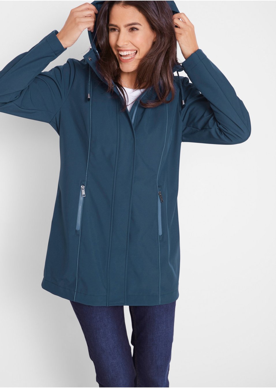 Parka softshell à coutures de coloris contrastant, doublure intérieure