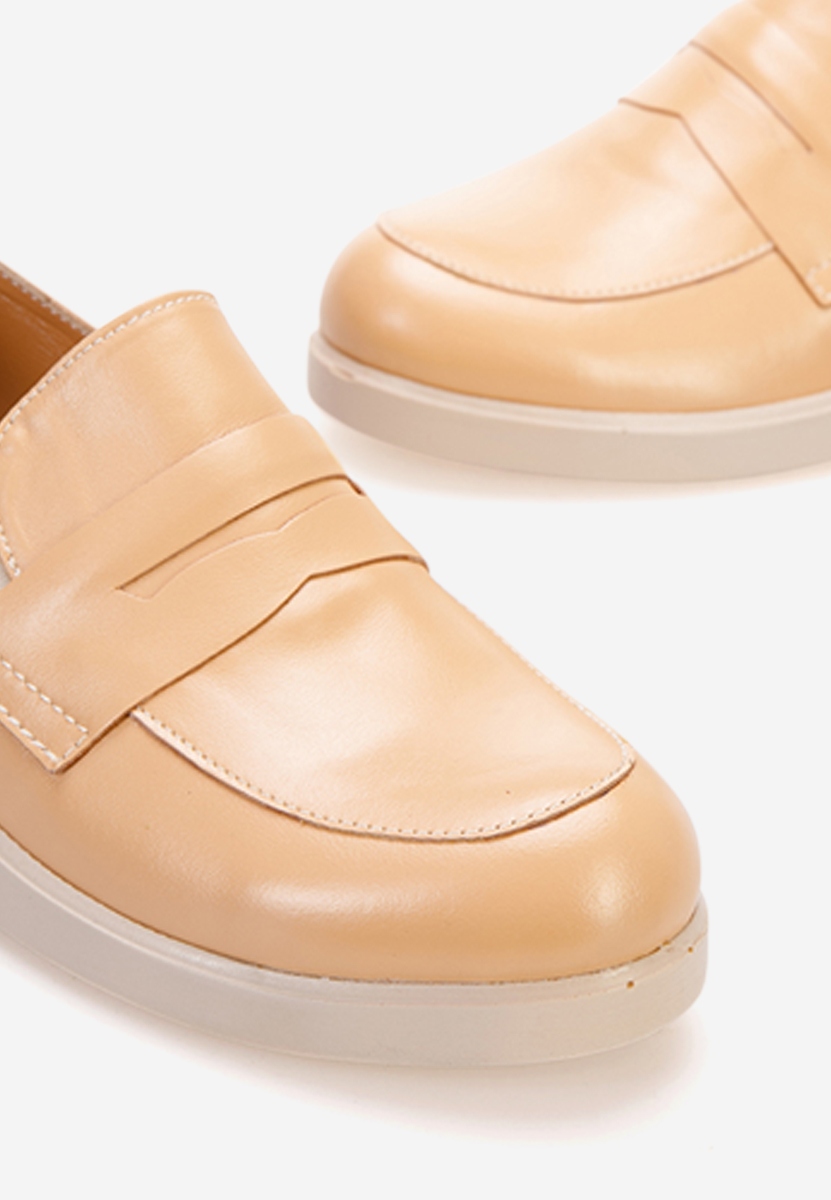 Mocassins femme à plateforme beige Gessi