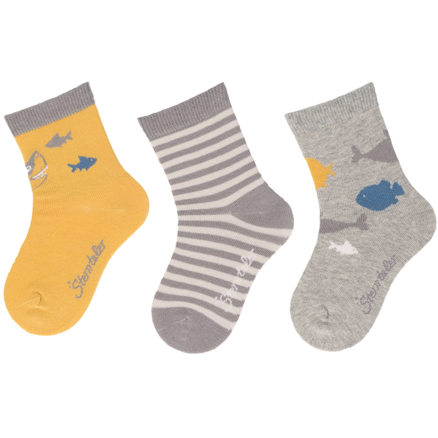 Sterntaler Socken 3er-Pack Fische mattgelb