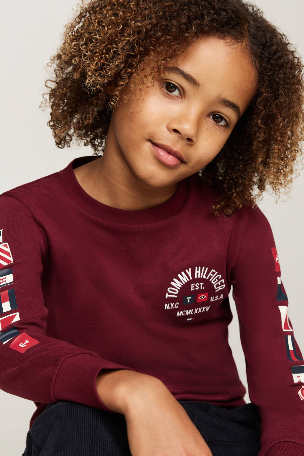 Tommy Hilfiger longsleeve met printopdruk donkerrood