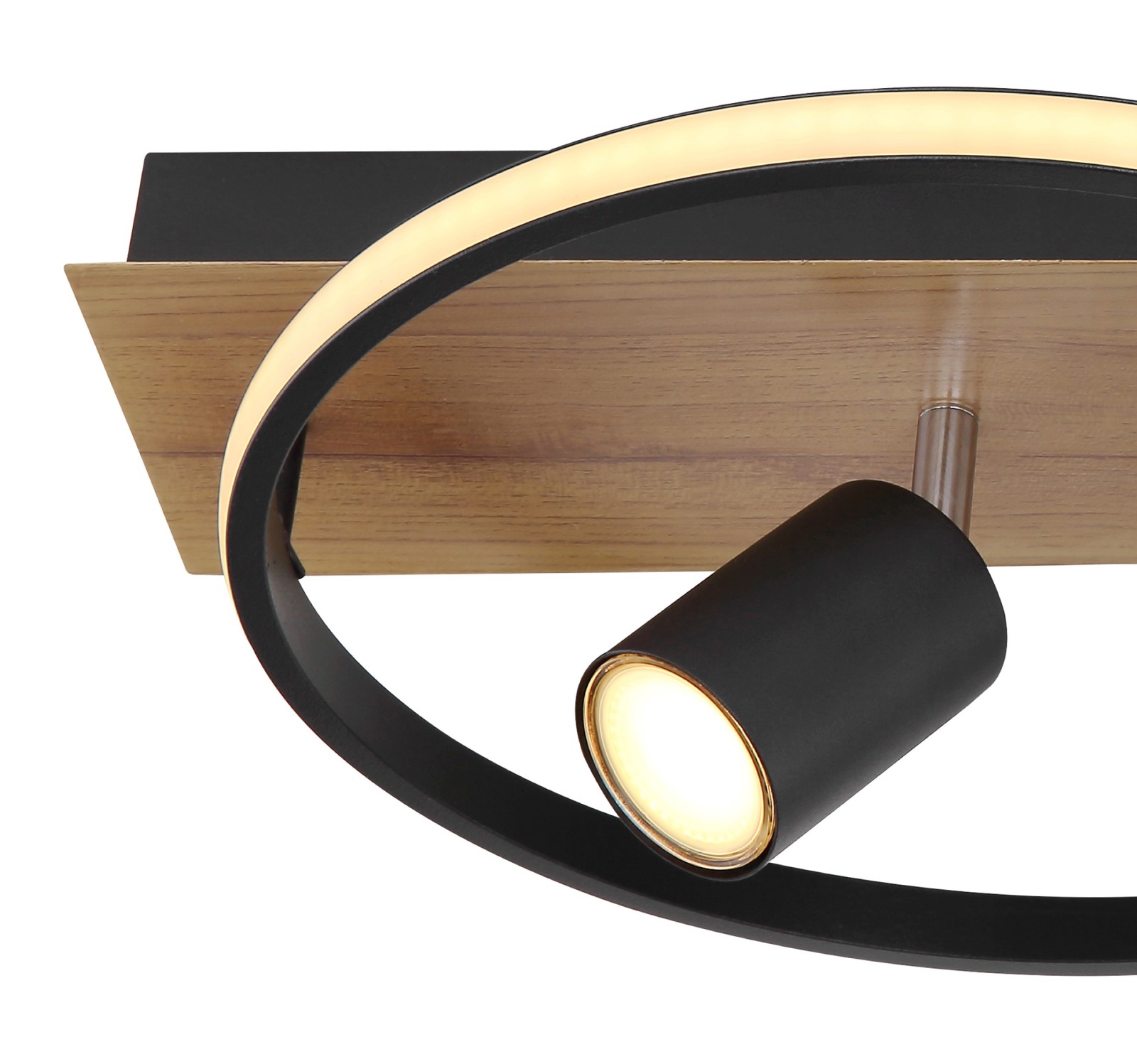 Deckenleuchte - schwarz matt-holzfarben - Stufenschalter - 62 cm
