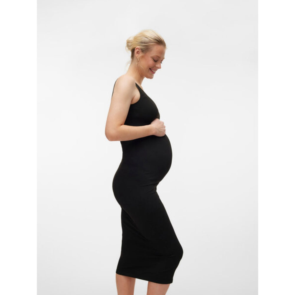 Køb Vero Moda Maternity Black Isa Seamless Midi Rib Kjole Noos
