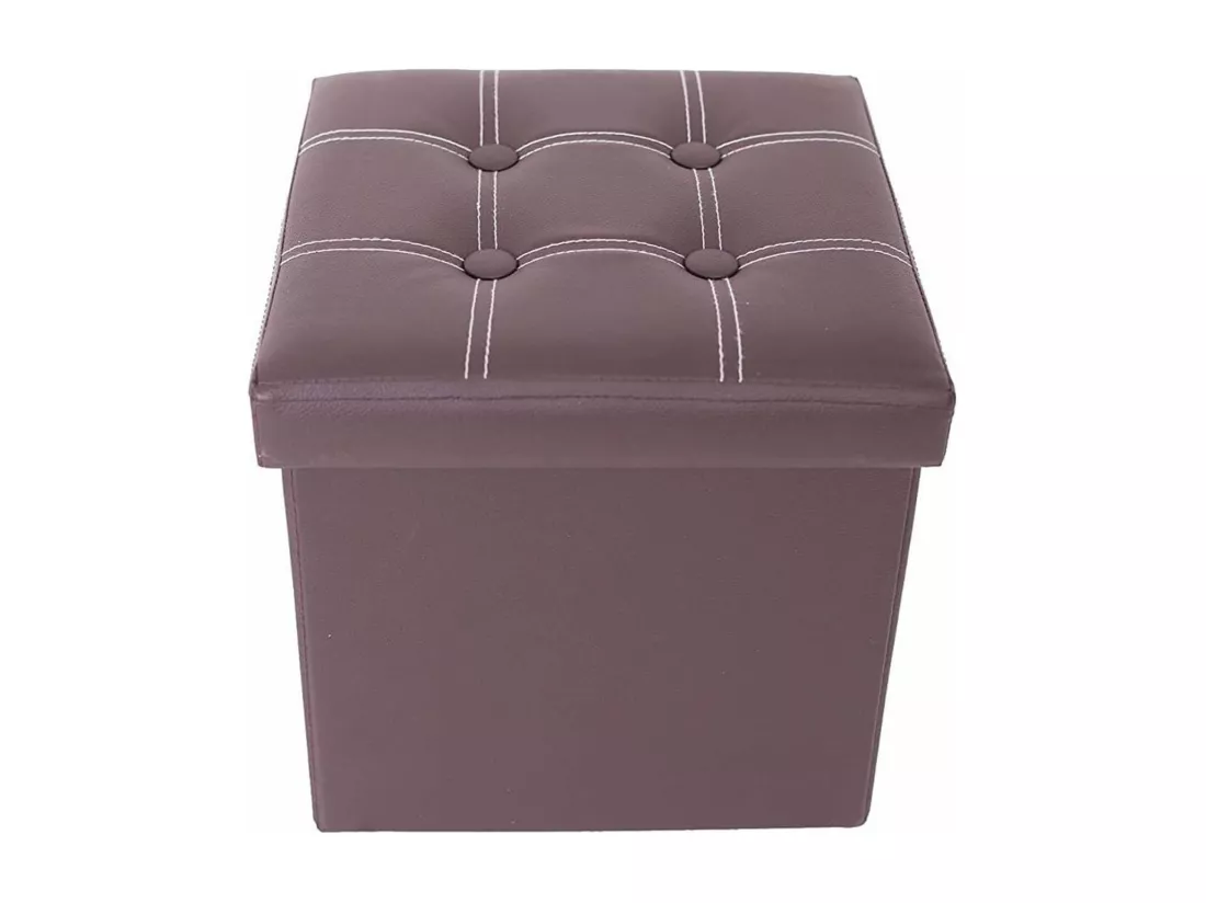 Mobili Rebecca Pouf Tabouret Boîte de Rangement Marron Contemporain 30x30x30