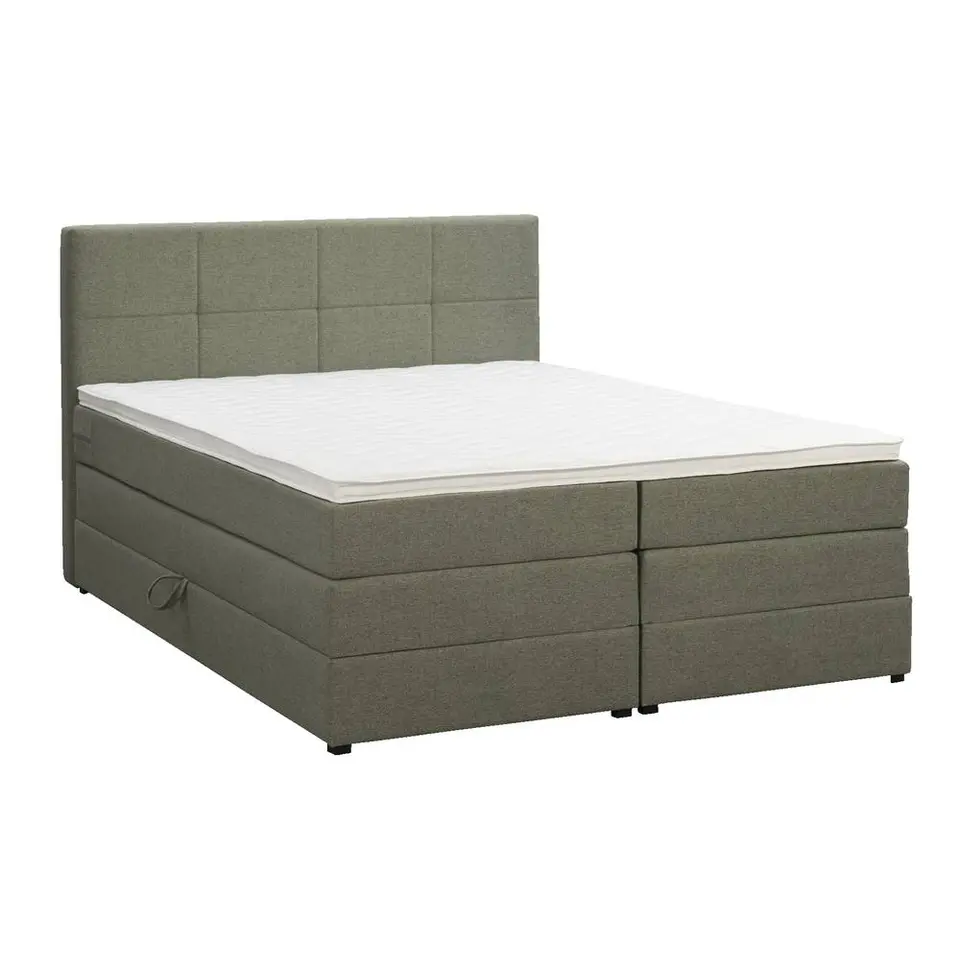 Boxspring met opbergruimte Liv geblokt - groen - 140x200 cm