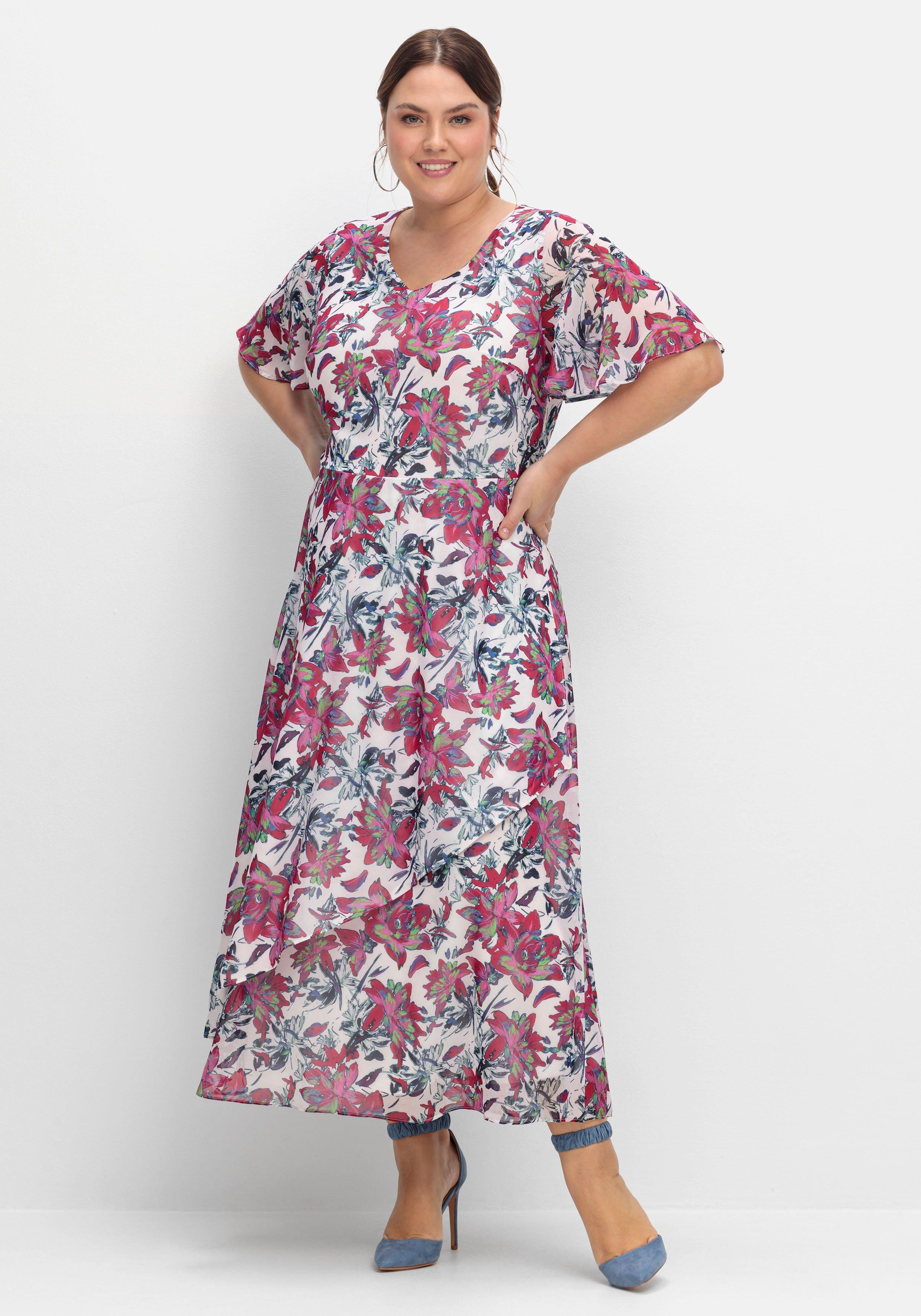 Chiffonkleid mit Blumenprint und Unterkleid