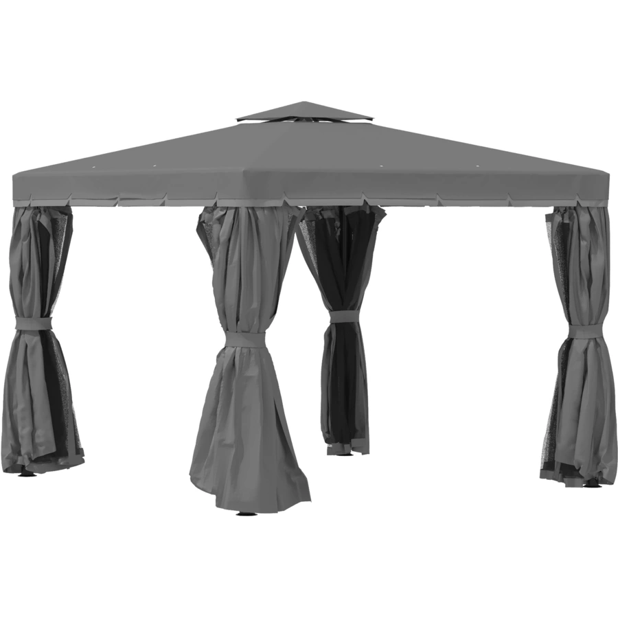Outsunny Pavillon mit Doppeldach grau