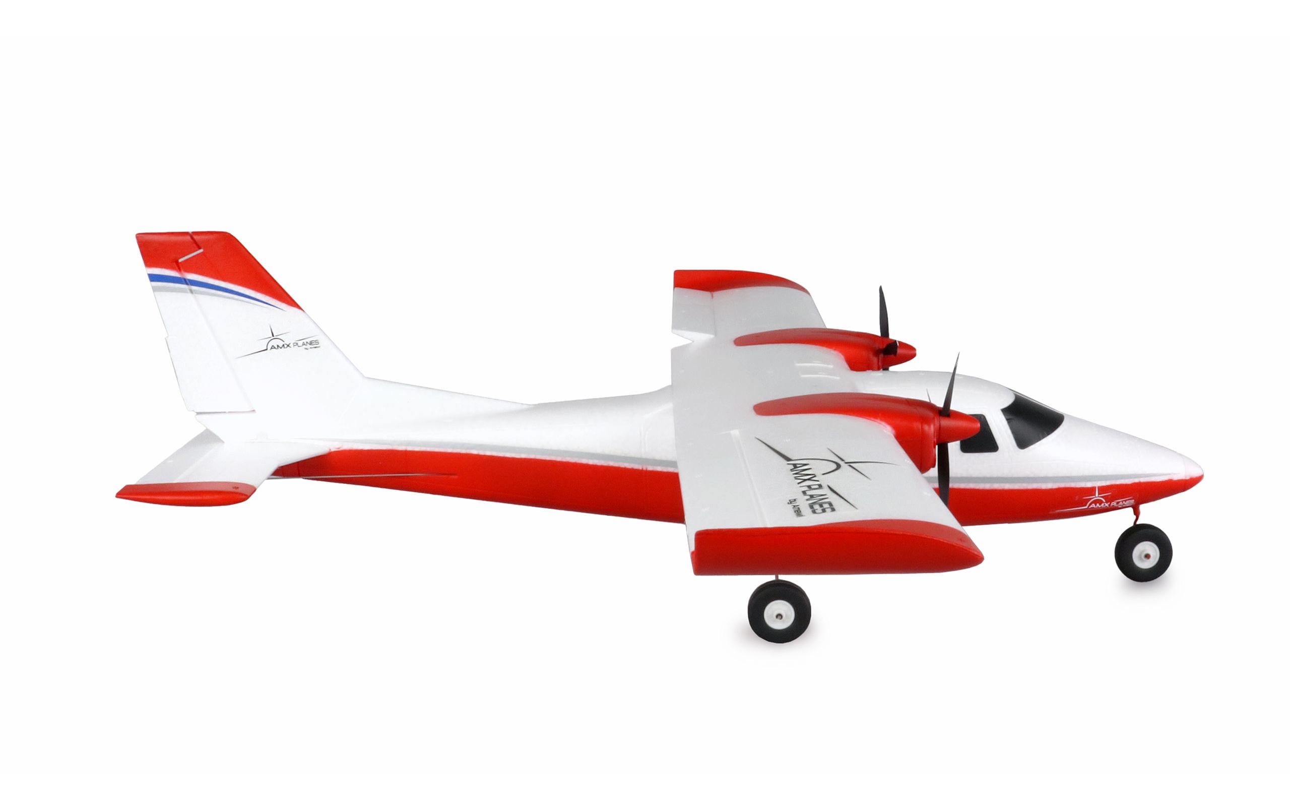 Motorflugzeug P68 Hochdecker 850 mm Rot, PNP<br>Zweimotoriges Trainer-Flugmodell