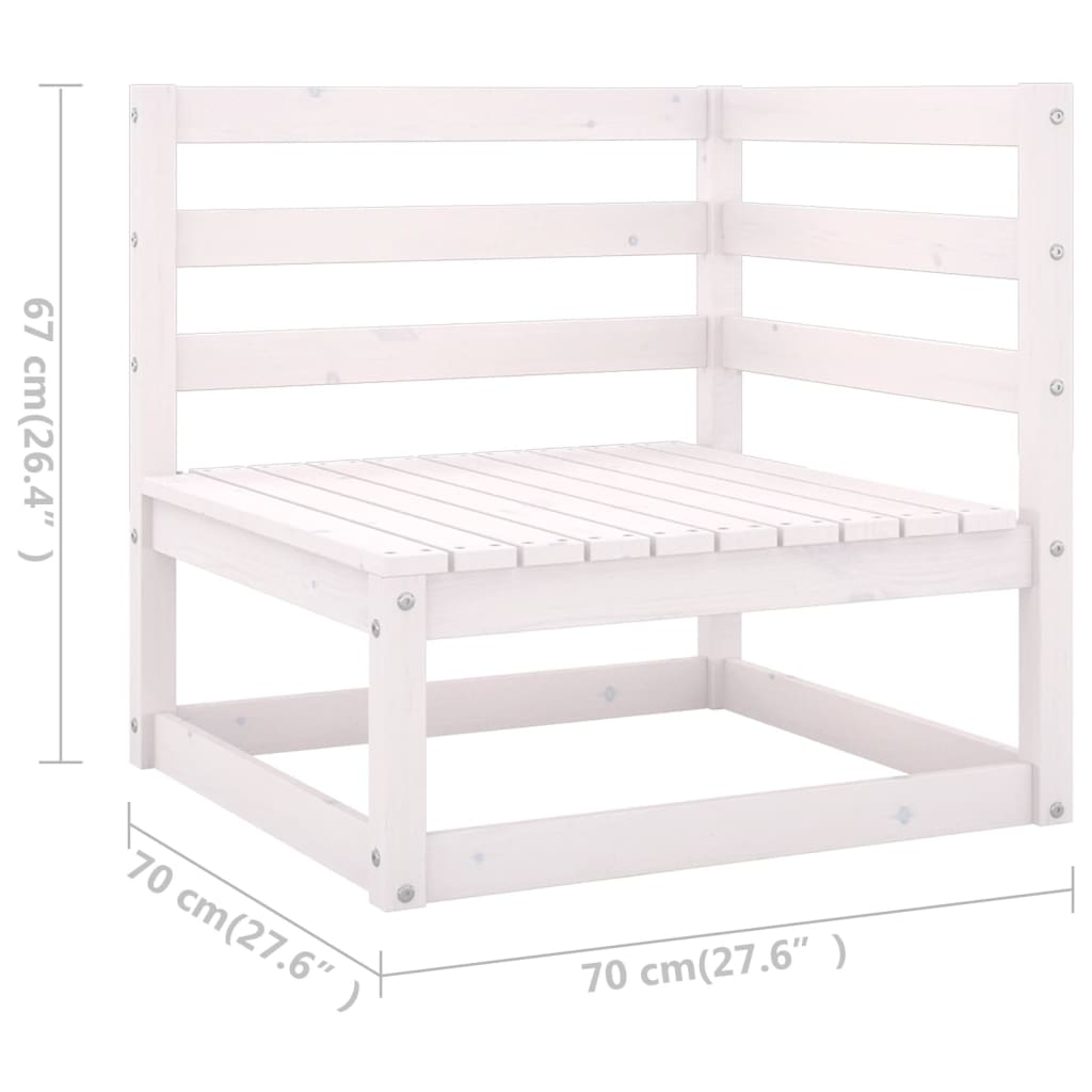 Salon de jardin meuble d'extérieur ensemble de mobilier 9 pièces blanc bois de pin massif