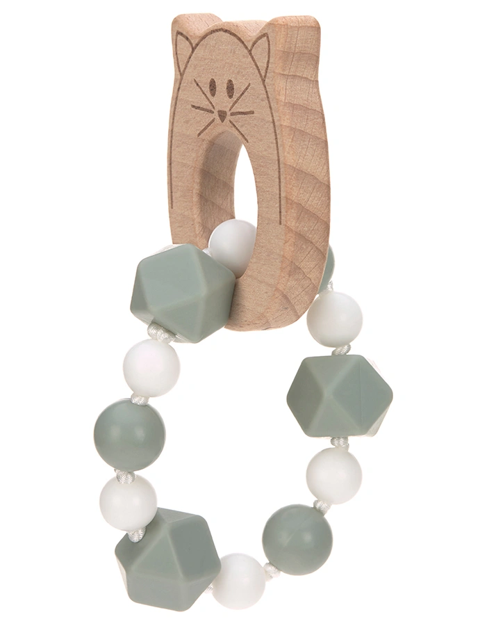 Greifling LITTLE CHUMS CAT mit Beißarmband aus Holz