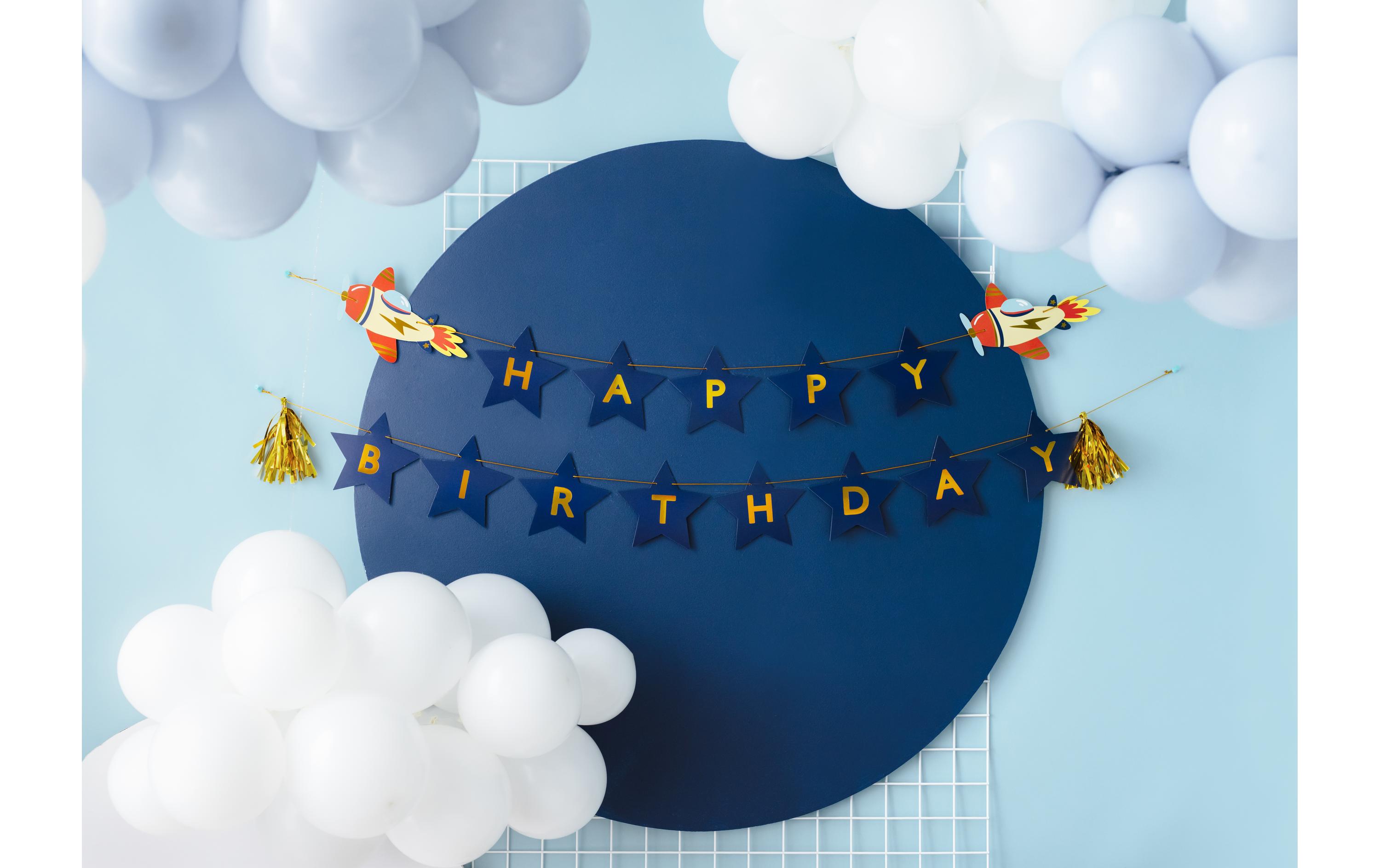 Girlande Flugzeug 3 m, DunkelblauGirlande für Kindergeburtstag