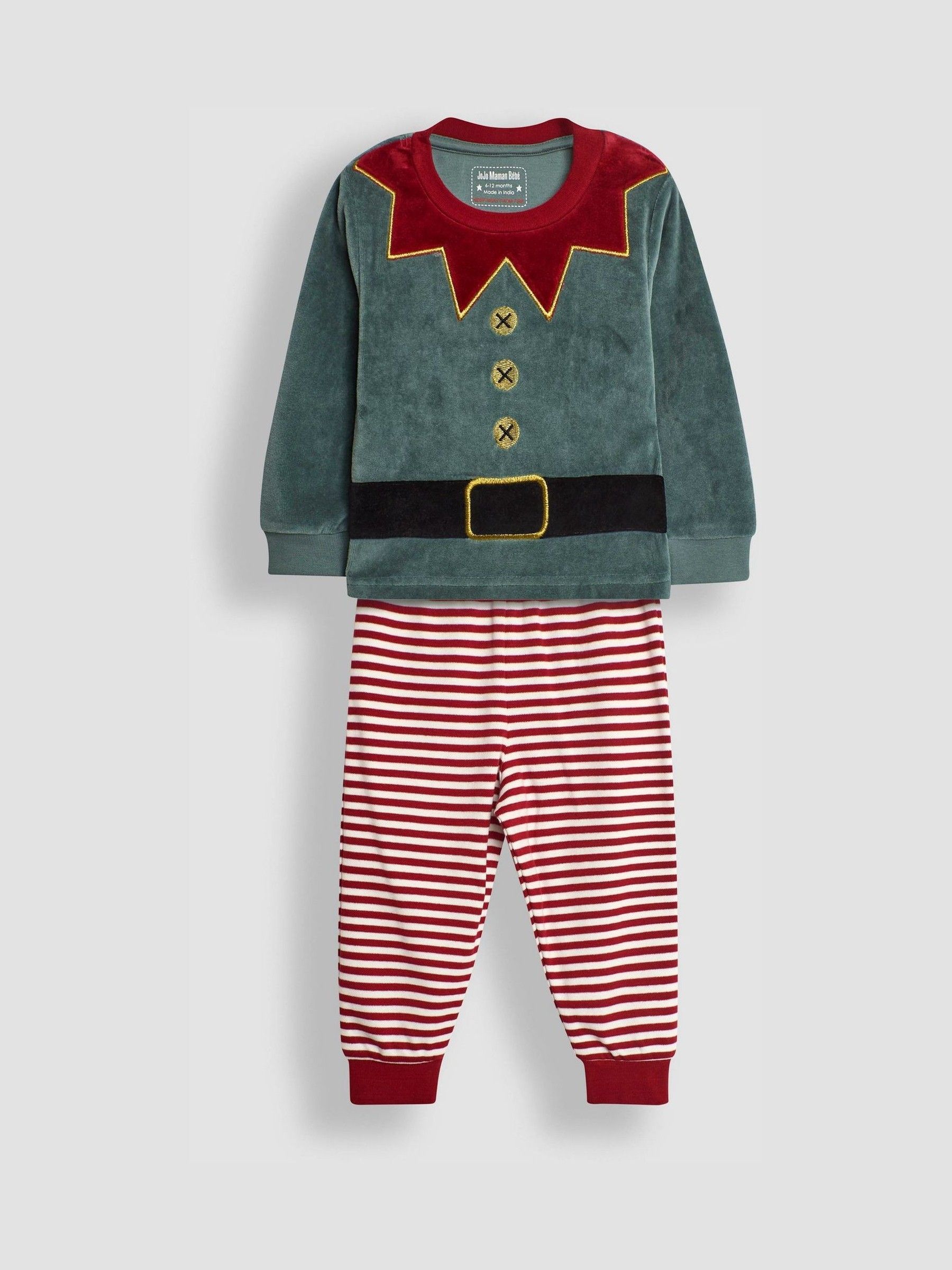 JoJo Maman Bébé - Jersey kerstpyjama met elf