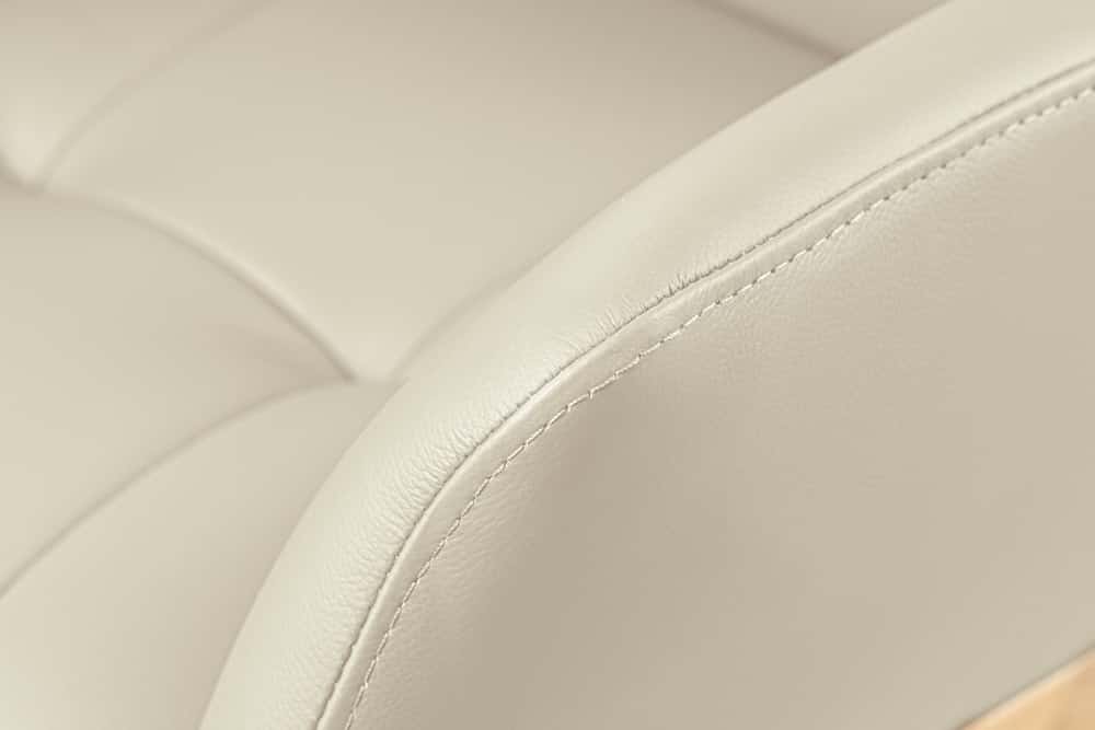 Drehbarer Design Stuhl SIGNATURE beige Echtleder 360° Taschenfederkern schwarz Metall