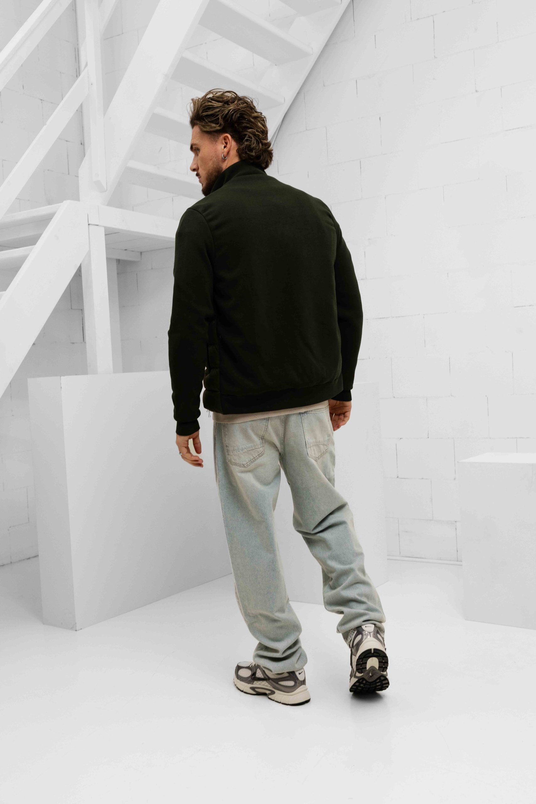 Malelions Knitted Hybrid Jas Heren Donkergroen
