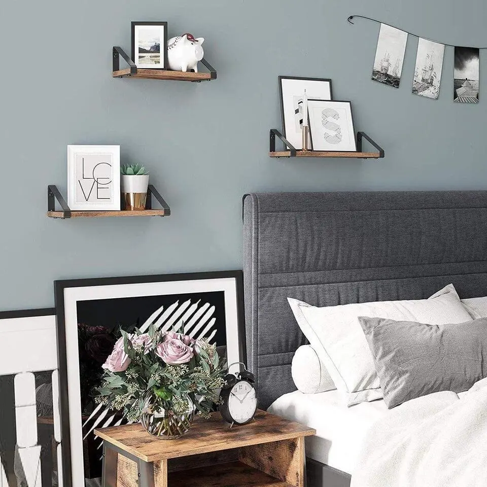 Parya Home Set van 3 Boekenplanken in Vintage Hout Wandplank Industrieel