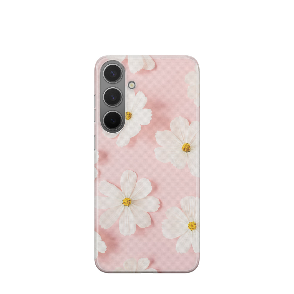 Samsung Galaxy S24 Plus Gummi Hülle Tanz der weissen Blüten - Weiss