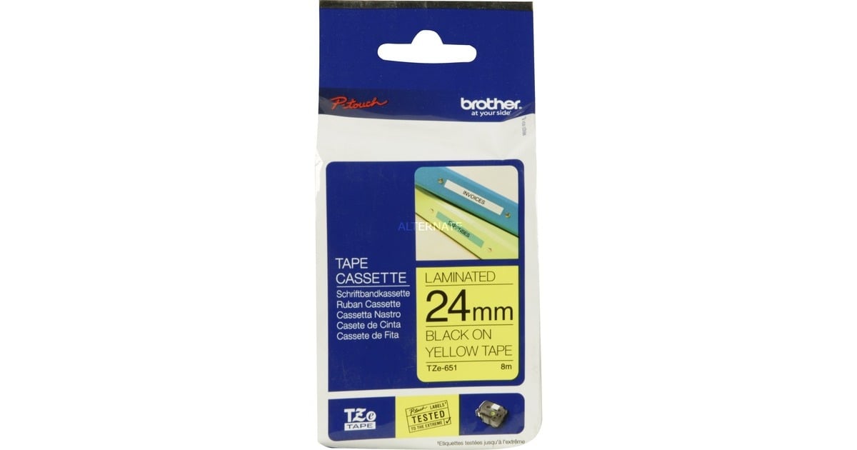 BrotherLabel tapecassette TZE-651 printlint  (24 mm, zwart op geel)