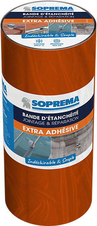 Bande d'étanchéité Extra Adhésive Soprema terre cuite 30cm x 10m, ép.1mm