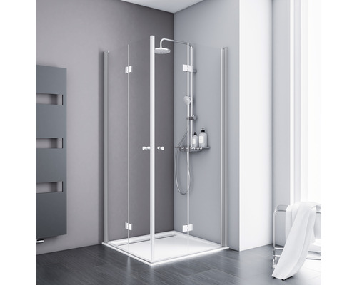 Zwaaivouwdeur als hoekinstap Schulte Alexa Style 2.0 90x90 cm helder glasprofiel kleur aluminium