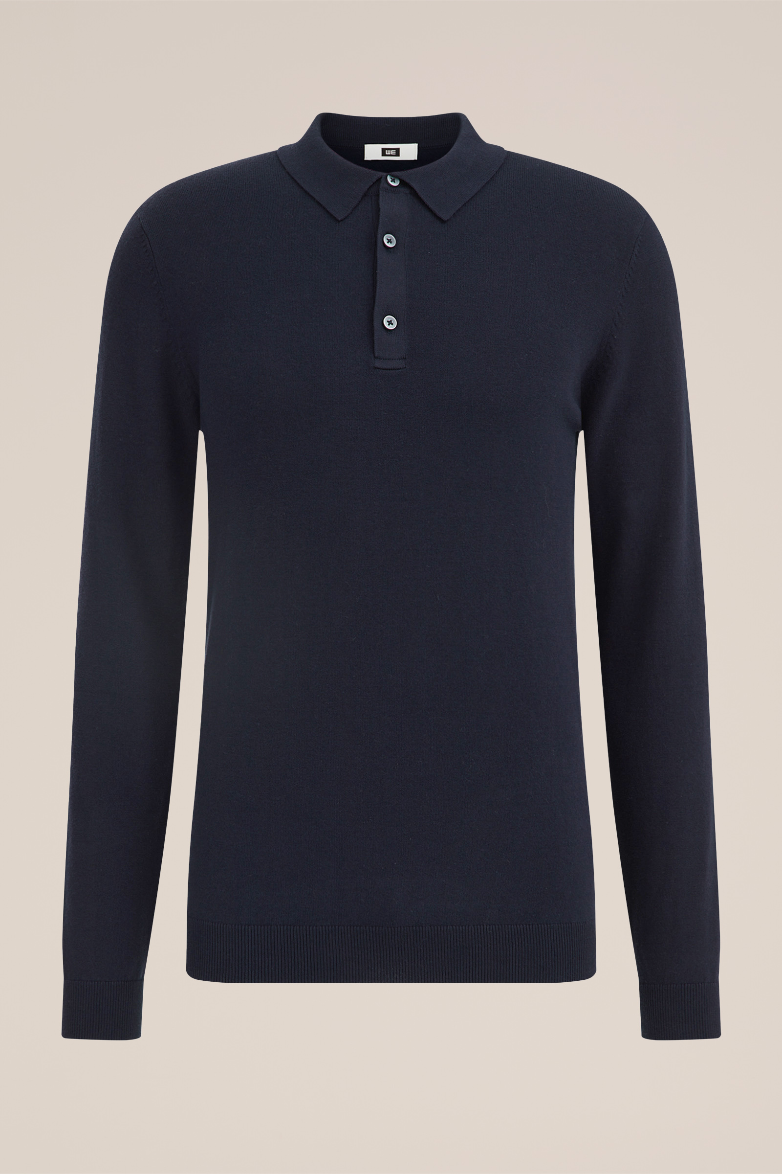 fijngebreide polo Fundamentals Donkerblauw
