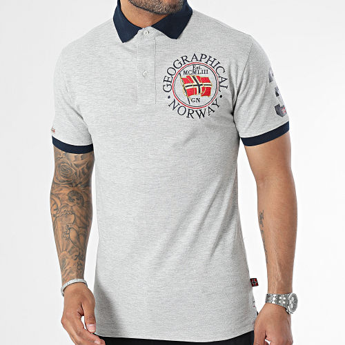Polo Manches Courtes Gris Chiné