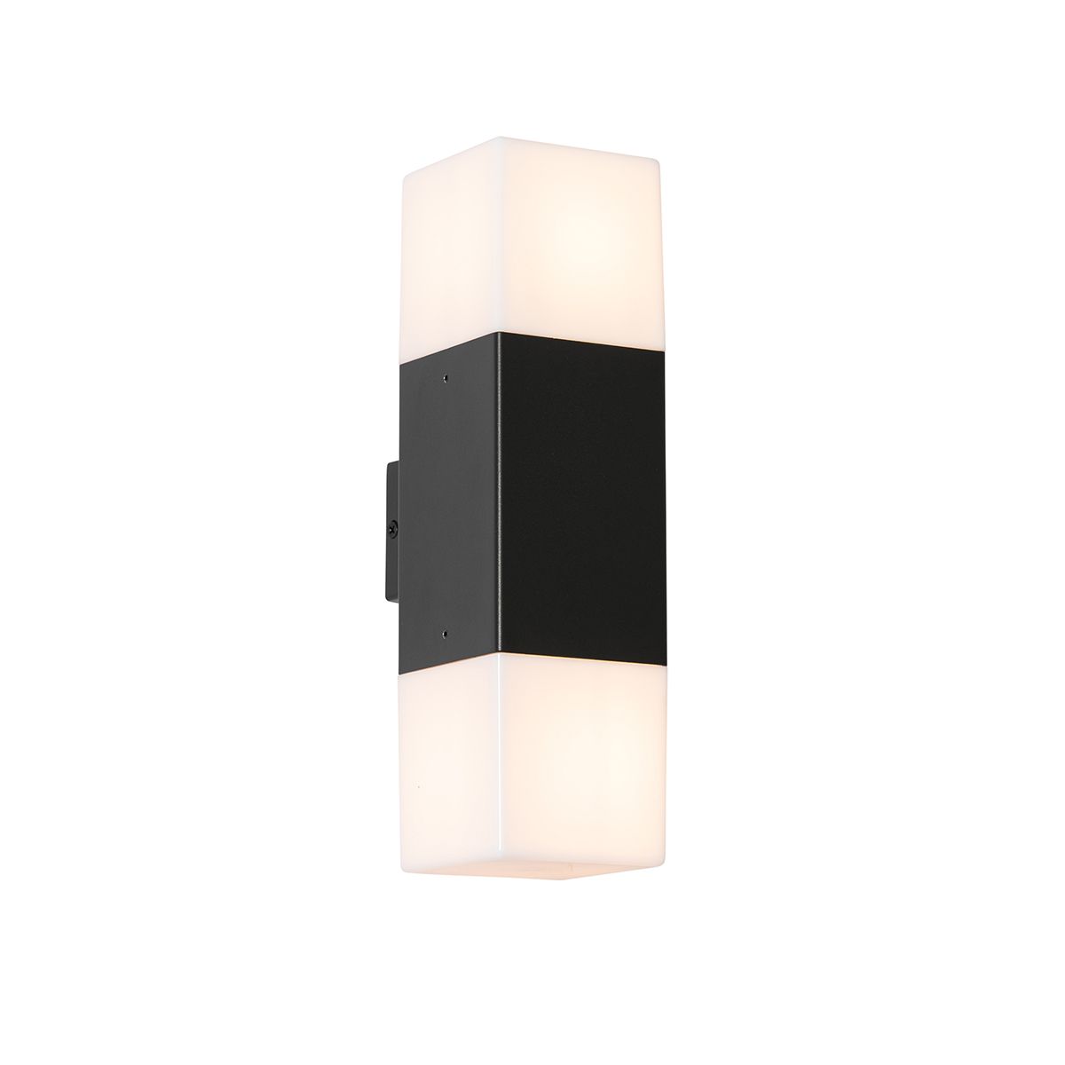 Buiten wandlamp zwart met opale kap 2-lichts IP44 - Denmark