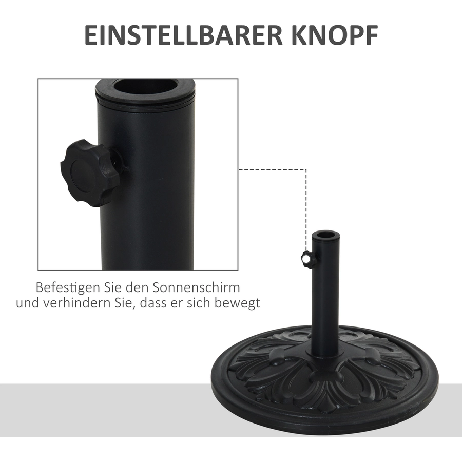 Outsunny Sonnenschirmständer mit 3 Adapterhülsen schwarz