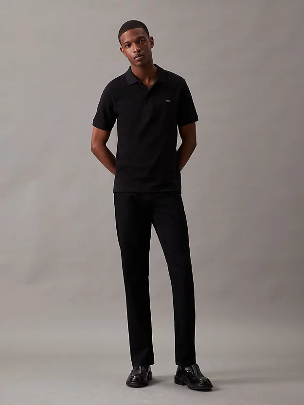 Camisa polo de corte justo com gola elástica em piqué
