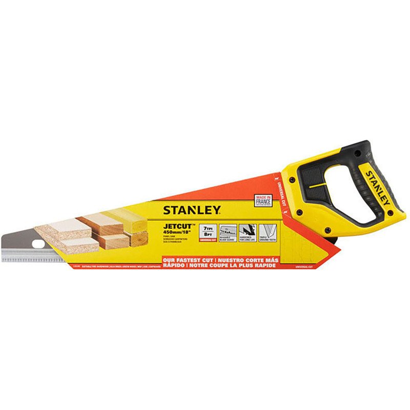 Scie égoïne Stanley Jetcut coupe moyenne section 45 cm, 7 dents/pouce