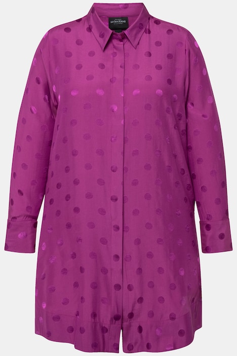 Longbluse, Jacquard-Punkte, Hemdkragen, Langarm