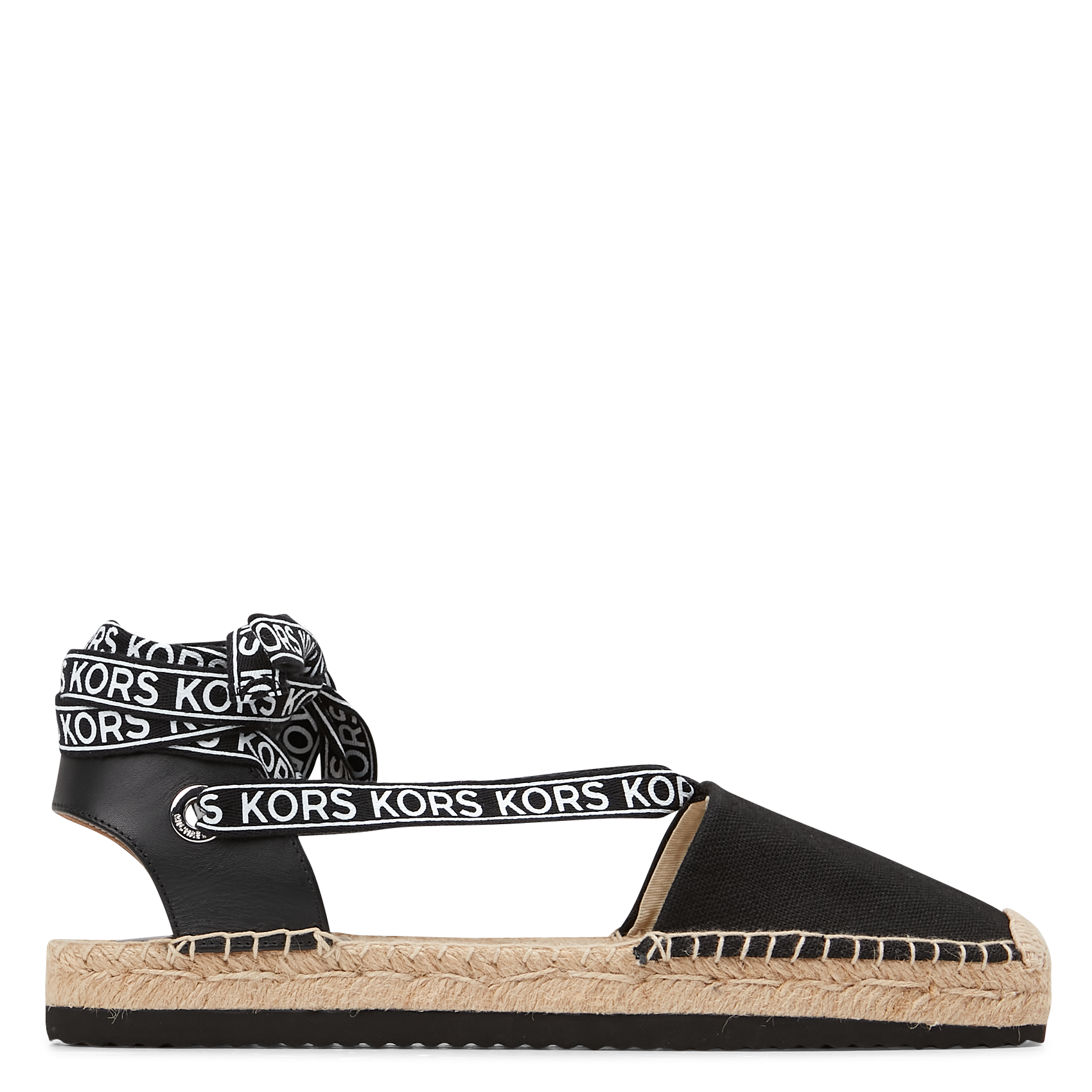Espadrilles à lacets en lin mélangé | Noir
