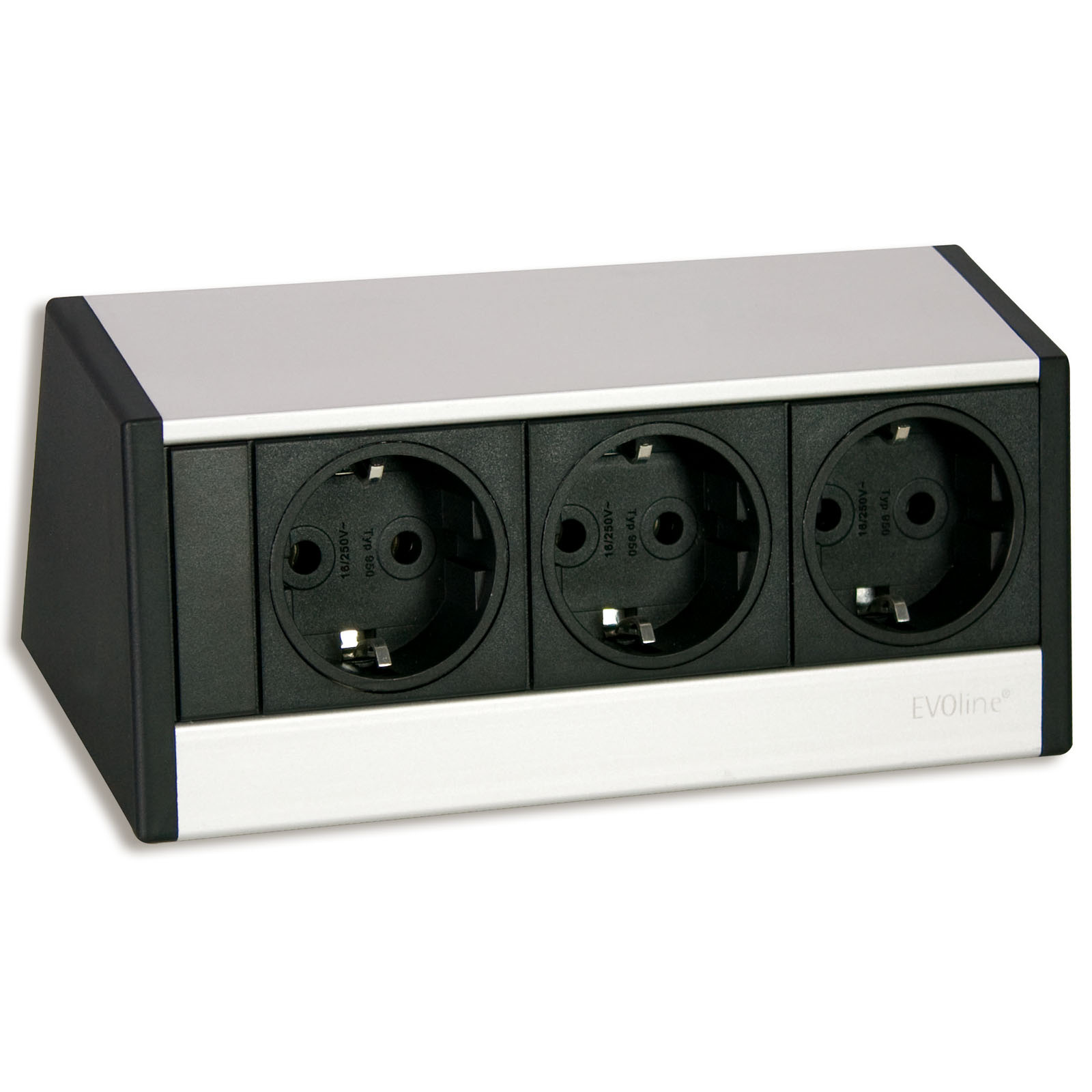 3-fach Steckdosen-Element EVO - schwarz-silber