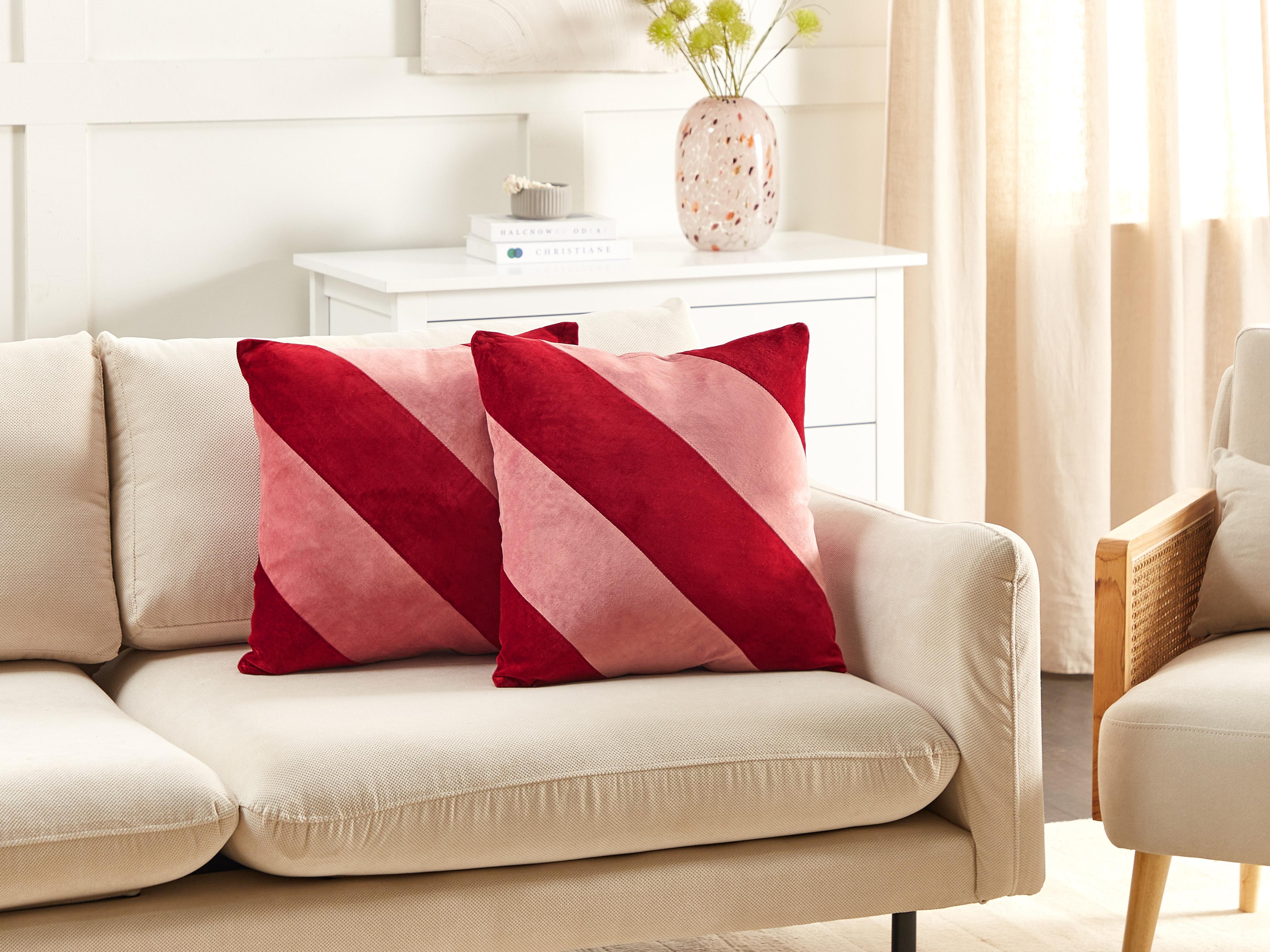 Set van 2 sierkussens BORONIA Katoen 45 x 45 cm Rood kerstmotief