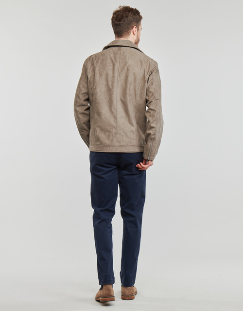 Jack & Jones - JJROCKY FAUX SUEDE BIKER JACKET - Beige