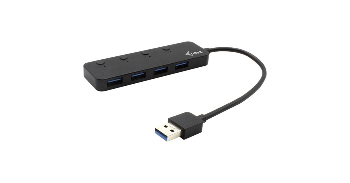 i-tec4-Port USB 3.0 Metal USB-hub met individuele aan/uit schakelaars  (Zwart)