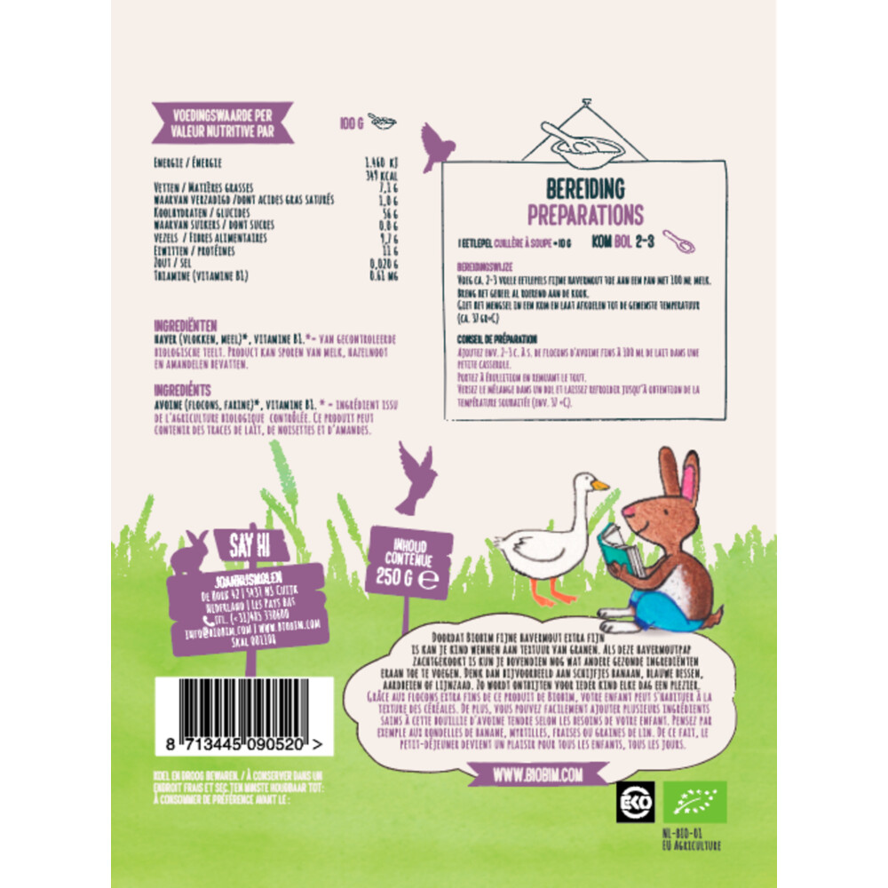 6x Biobim Papje 12+ mnd Fijne Havermout250 gr
