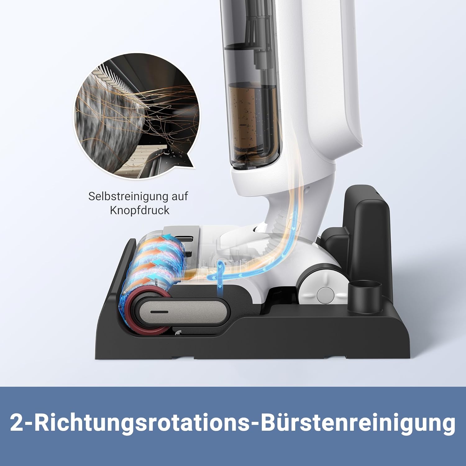 Mova K20 Nass- und Trockensauger, 4 kg Leichter Sauger, selbstreinigende automatische Bürsten, 30 min Laufzeit, Doppel-Kantenreinigung