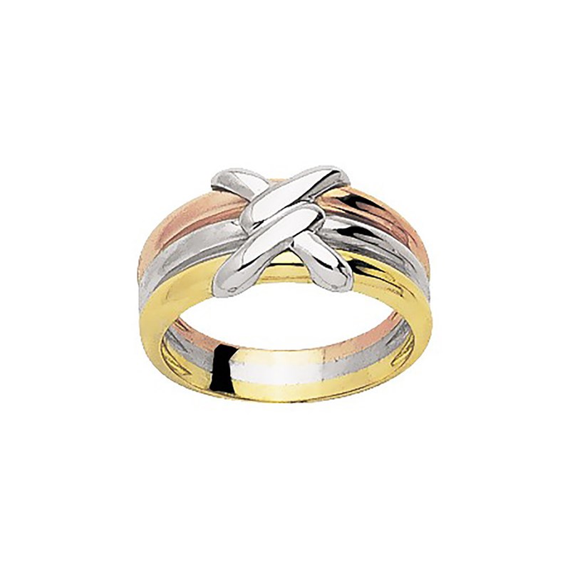 Bague Femme -  3 Or -18 Carats - Jaune - Blanc - Rose